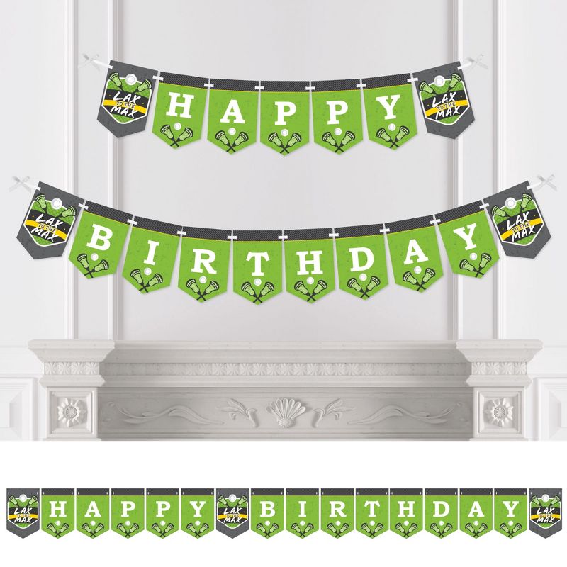 Big Dot of Happiness Lax to the Max Lacrosse Birthday Party Bunting Banner Party Decorations Happy Birthday, 1 of 6