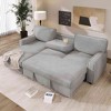 Upholstery Sleeper Sectional Sofa with Storage Space, USB port, 2 cup holders on Back Cushions - 2 of 4