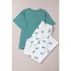 Teal Christmas Tree Print Tee and Pants Lounge Set - 3 of 4