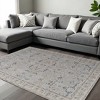 Ivory Blue And Taupe Ikat Distressed Area Rug With Fringe - 2 of 4