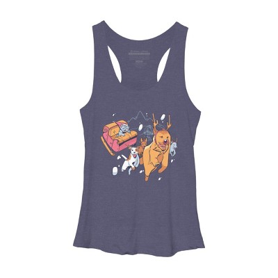 Women's Design By Humans Christmas santa cat By ArtStyleAlice Racerback Tank Top
