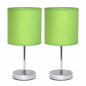11.81" Traditional Petite Metal Stick Bedside Table Desk Lamp in Chrome with Fabric Shade - Creekwood Home - 1 of 4