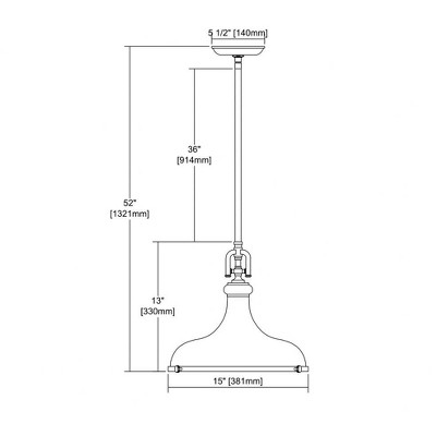 Transitional Rutherford 15-Inch Pendant in Polished Nickel & Weathered Zinc