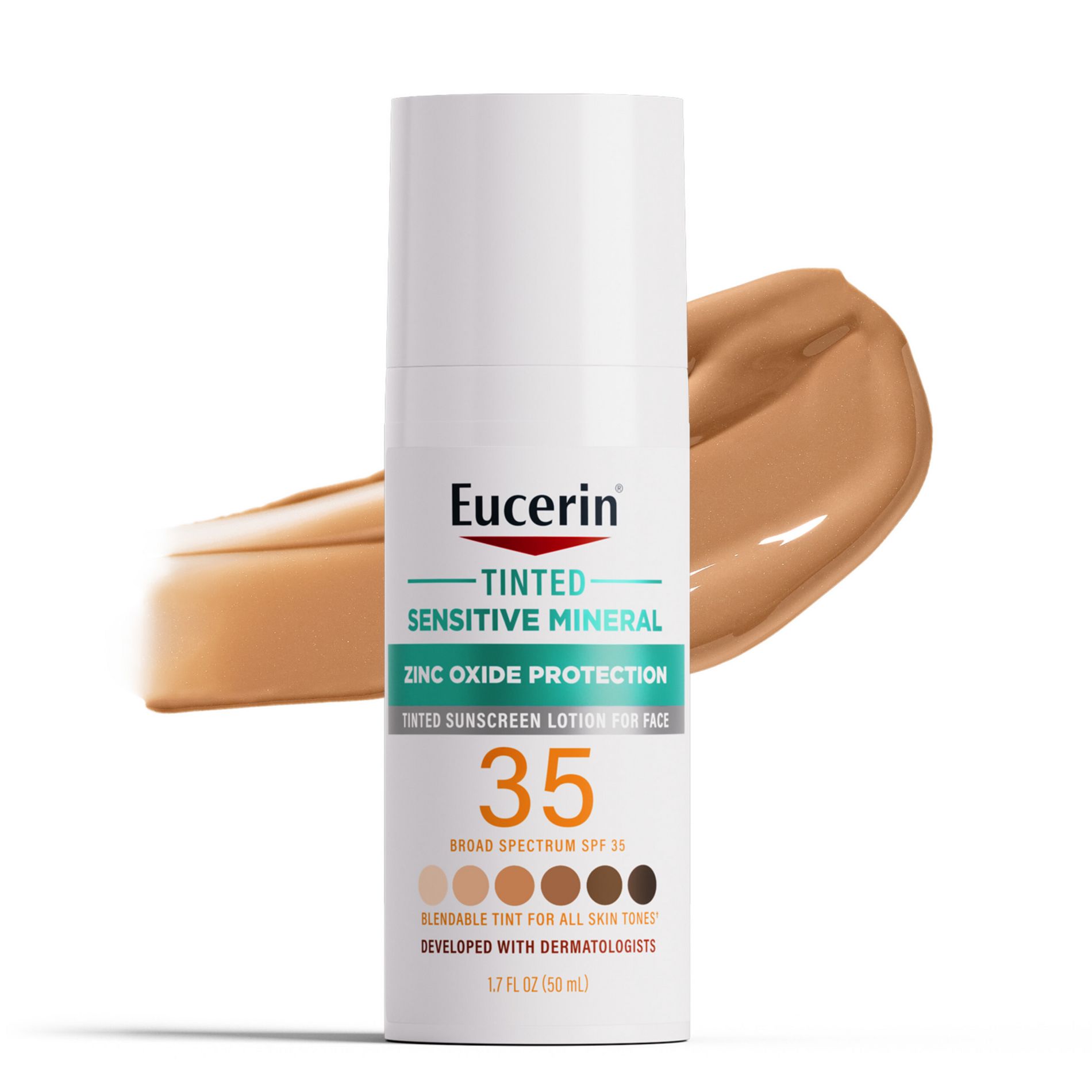 Eucerin Sensitive Tinted Mineral Face Sunscreen - SPF 35 - 1.7 fl oz: Zinc Oxide, Unscented, Travel Size
