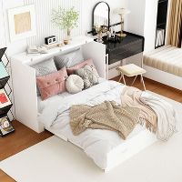 Famapy White Full Size Murphy Bed with Charging Station & Drawer