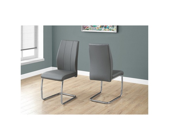 Dining Chair - Grey Leather & Chrome - EveryRoom