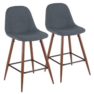Fabric & Metal Mid-Century Modern Counter Stool (Set of 2) with Upholstered Seat and Backrest for Kitchen, Bar, or Counter Area - 1 of 4