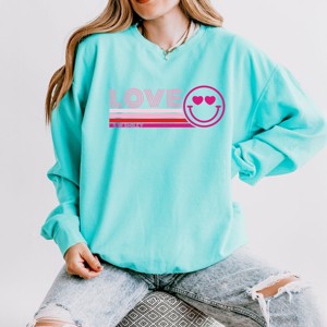 S.W.Smiley Love Retro Heart Eyes - Women's Lightweight Garment Dyed Sweatshirt - 1 of 4
