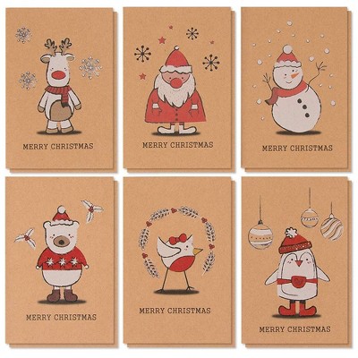 Best Paper Greetings 36-Pack Merry Christmas Holiday Greeting Cards Bulk Box Set - Winter Holiday Xmas Kraft Greeting Cards, Envelopes Included, 4x6"