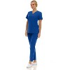 Saint Scrubs Womens 9-Pocket Medical Uniform Set- V-Neck Stretch Top with Tapered Straight Leg Pants - 3 of 4