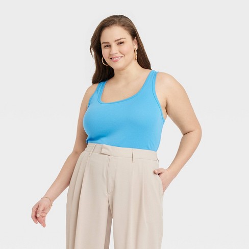 Women's Slim Fit Tank Top - A New Day™ Blue Xxl : Target
