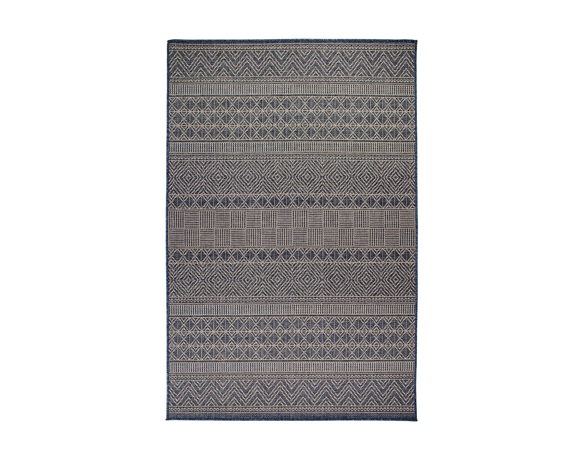 World Rug Gallery Geometric Bohemian Indoor/Outdoor Area Rug - Blue 5' x 7':  Weather-Resistant,  Low Pile,  Polypropylene