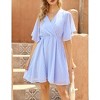 Women's Floral Dress Casual Short Sleeve Sundress Swing A Line Maxi Dresses - 3 of 4
