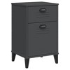 vidaXL Bedside Cabinet Accent End Table Bedroom Furniture Solid Wood Pine, 15.7"x13.8"x25.6", With 2 Drawers - 2 of 4