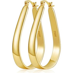 Large Oval Hoop Earrings Lightweight Hypoallergenic 14K Gold Plated Hoops Earrings Non Tarnish - 1 of 4