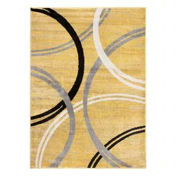 World Rug Gallery Contemporary Abstract Circles Design 5' 3" X 7' 3" Yellow Area Rug