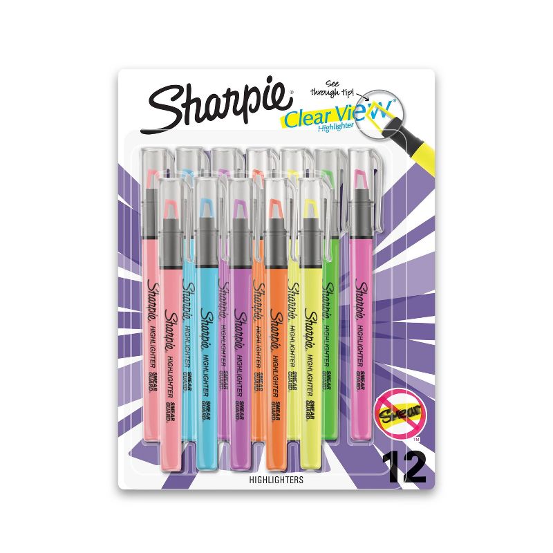 Sharpie Clear View 12pk Highlighters Chisel Tip Multicolored, 1 of 6