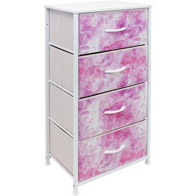 Sorbus 4 Drawers Chest Nightstand - Storage for Closet, Home, College Dorm - Features Steel Frame, Wood Top, & Fabric Bins