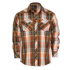 Gioberti Men's Western Plaid Long Sleeve Shirt with Pearl Snap-on - 1 of 2