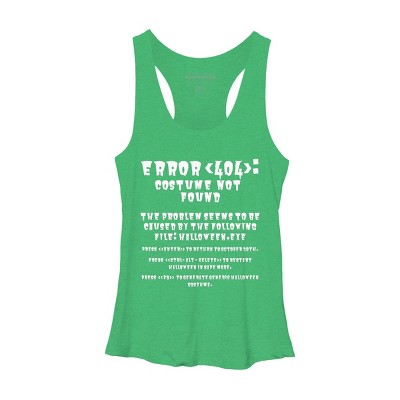 Women's Design By Humans Halloween Error 404 Costume Not Found Apparel, Funny Geeky By khaledned99 Racerback Tank Top