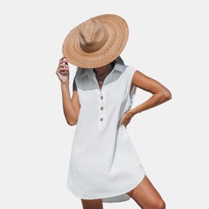 Women's Pure Cotton Button-Down Beach Cover-Up Dress - Cupshe - 1 of 4