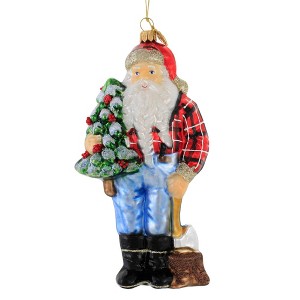 Huras Family 7.0 Inch Lumberjack Santa Hand-Painted Keepsake Woodland Tree Ornaments - 1 of 4