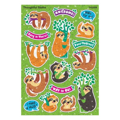 Trend Thoughtful Sloths Sparkle Stickers, 32 Count (Pack of 6)