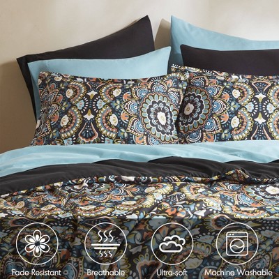 Regency Heights 9Pcs Boho Style BIAB Comforter Set, Cloud-like Ultra Soft Touch Bedding, Lightweight Bed Set with Matching Shams, Black, Queen — фото 4
