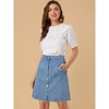 Allegra K Women's Elastic Back Short Button Down Denim Skirts with Pockets - 3 of 4