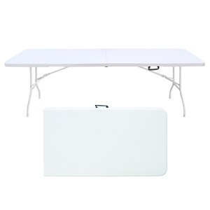VisioGear Small Outdoor Folding Table with Handle, Portable Outdoor Folding Table for Travel, Camping, White, 95.98"*30"*28.46" - 1 of 4