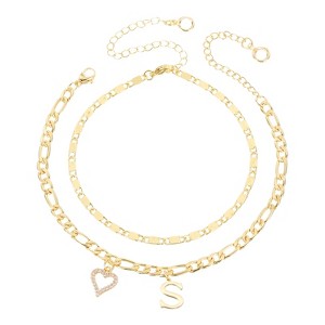 Unique Bargains 14K Gold Plated Dainty Heart Women's Ankle Bracelets with Box - 1 of 4