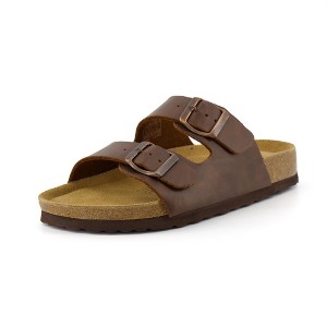 CUSHIONAIRE Lane Cork Footbed Sandals for Women –Comfortable Double Buckle Slip-On with Genuine Suede Footbed & Arch Support Slides for Women Footwear - 1 of 4