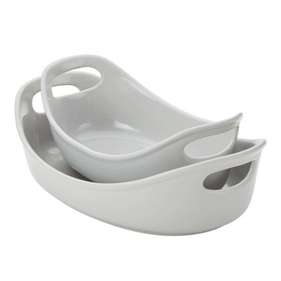 Set Da 2 Pirote In Ceramica Ovali Rachael Ray Bubble And Brown - Grigio Salmone, Adatti Al Forno Fino A 500°C, Microonde E Lavastoviglie
