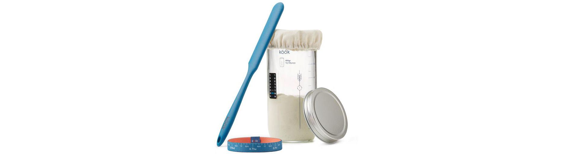Kook Sourdough Starter Kit, with Glass Levain Jar