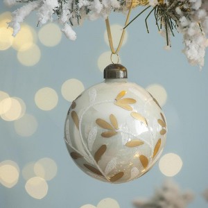 NAYSAYE Party Decoration and Accessories Glass Christmas Ball Ornament Set for Holiday Celebration, White, 3"*3"*0.07" - 1 of 4