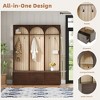 YOOCOZZ Farmhouse Style Hall Tree Entryway Bench with 8 Retro Hooks and 3 Drawers - 4 of 4