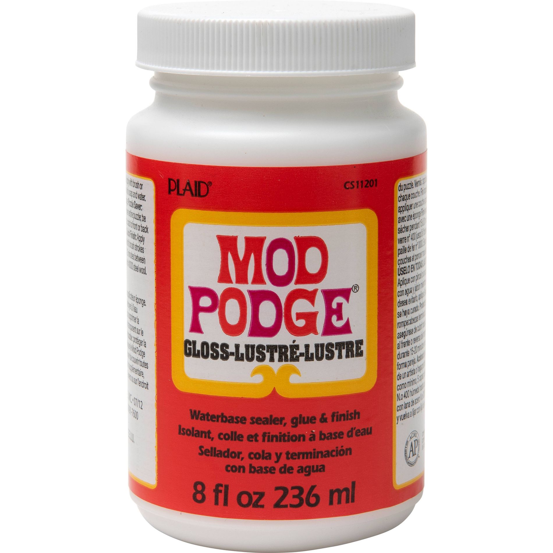 Mod Podge 8oz Craft Glue - Gloss: Non-Toxic Clear Sealer for Puzzles & Art, Dries Clear, Glossy Finish