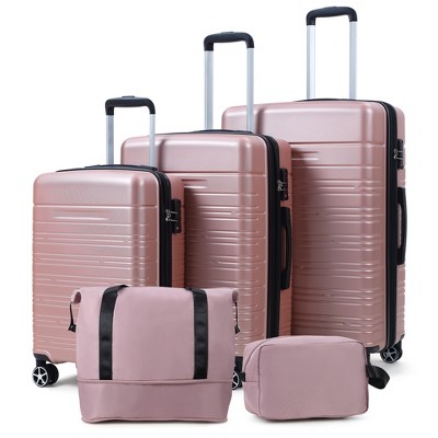 5-Piece Lightweight Luggage Set - Spinner Wheel Carry-On Suitcases & Duffel Bag with TSA Locks, ABS Hard shell, Women's Travel Set
