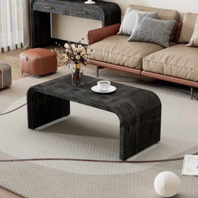 ALEXOUN Minimalist Coffee Table with Curved Design - Stylish Retro Look,Easy to Use,Multifunctional Furniture for Living Room,Dining Room