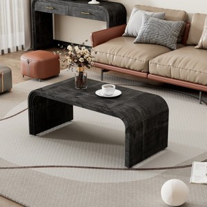 ALEXOUN Minimalist Coffee Table with Curved Design - Stylish Retro Look,Easy to Use,Multifunctional Furniture for Living Room,Dining Room - 1 of 4