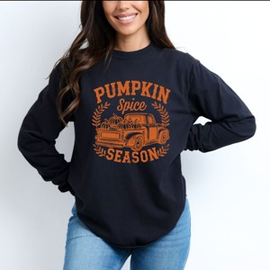 Simply Sage Market Pumpkin Spice Season Truck Distressed Garment Dyed Long Sleeve - 1 of 4