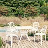 vidaXL Bistro Set Patio Table and Chair Bistro Table Outdoor Cast Aluminum - White 4 Piece - 2 of 4