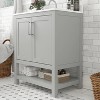 Taylor & Logan 30" Vivien Bathroom Vanity Gray: Carrara Marble Top, Ceramic Sink, Adjustable Shelf - 4 of 4