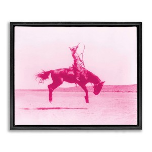 Stupell Industries Pink Galloping Cowgirl Black Framed Floater Canvas Wall Art - 1 of 4