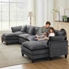 Sectional Sofa, Corduroy Cloud Couch with Movable Ottoman & Throw Pillows,  L/U-Shaped Sofa, for Living Rooms, Offices, Bedroom, Apartment - 2 of 4
