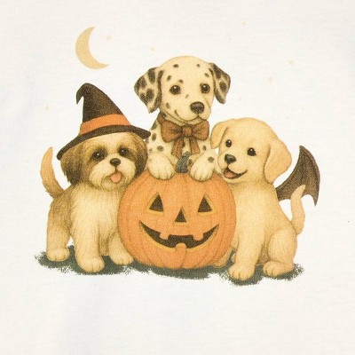 Детские футболки Cat & Jack Girls' Short Sleeve Halloween 'Puppy Pumpkins' Oversized Graphic T-Shirt - Cat & Jack™ Cream M — фото 3