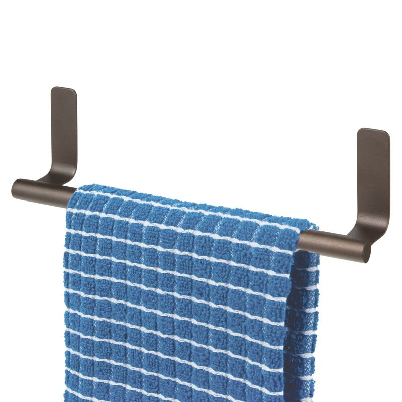 mDesign Steel Wall-Mounted Self-Adhesive Towel Rack Holder - 2 Pack, 5 of 9