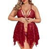 Avidlove Plus Size Lingerie Lace Babydoll Womens Teddy Chemise V Neck Nighty Mesh Sleepwear Front Slit Nightdress - 2 of 4