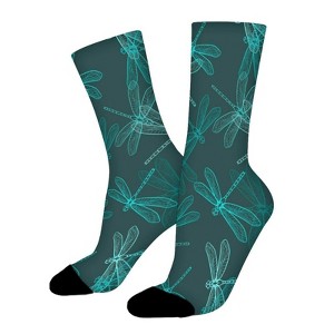 Dragonfly Seamless Mode Women Printed Crew Socks Funny Funky Socks Soft Polyester Novelty Gifts for Artists Men - 1 of 1