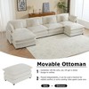 NicBex Couches for Living Room 149.6" Modular Sectional Sofa L-Shape Corduroy Upholstered Sofa Couch with Side Storage Pockets and Ottoman, Beige - 2 of 4